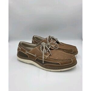 Dockers Lakeport Mens 90-37002 Tan & Brown Leather Casual Classic Boat Shoe 9.5